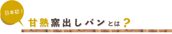 日本初！ 甘熟窯出しパンとは？